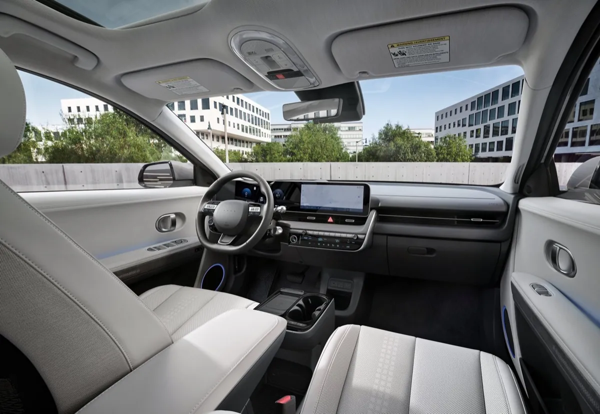 Light gray interior and dashboard of a 2027 Hyundai IONIQ 5
