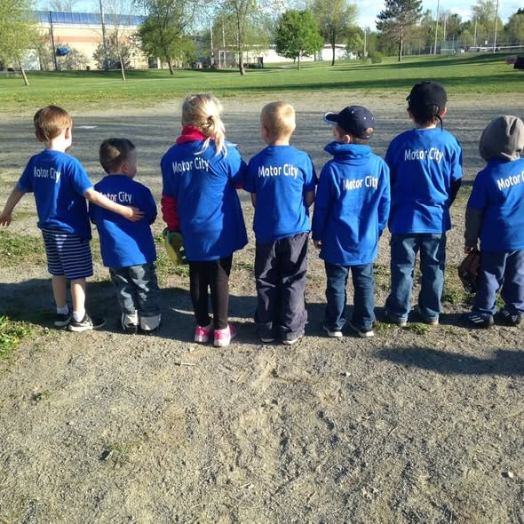 Bangor Y youth t-ball program sponsored by Quirk Chevrolet Bangor