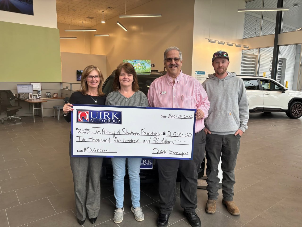 Donation presentation to the Jeffrey A. Stanhope Foundation